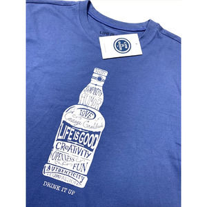 Life is Good T-Shirt "Beer FUN" Mens Medium Blue Tee - NEW